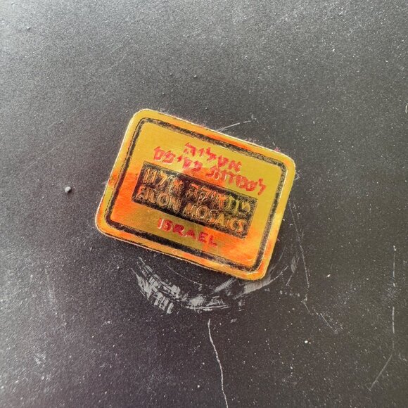 Vintage Mosaic Candle Sticks Black Metal Natural stone Made in Israel - Picture 5 of 8